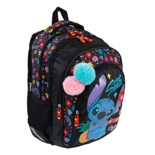 Plecak szkolny 4-komorowy Stitch Black Aloha St.Majewski  G2