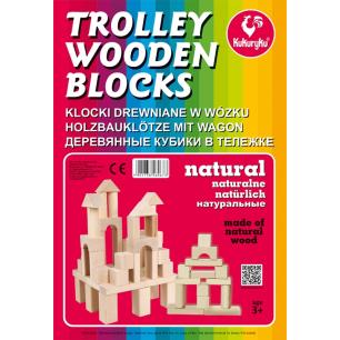 KLOCKI DREWNIANE NATURALNE NA WÓZKU KUKURYKU 37 EL