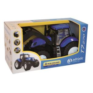 DUŻY TRAKTOR NEW HOLLAND Z ŁYŻKĄ OTWIERANE DRZWI 1:16