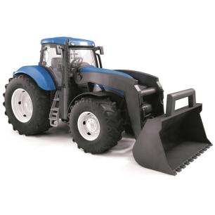 DUŻY TRAKTOR NEW HOLLAND Z ŁYŻKĄ OTWIERANE DRZWI 1:16