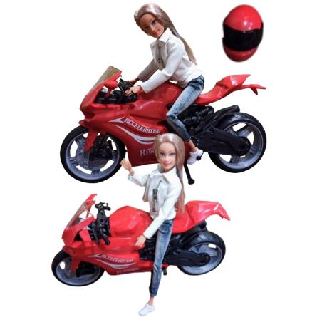 Lalka na Motorze Sportowym Ścigaczu Motor Czerwony  A1