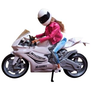 Lalka na Motorze Sportowym Ścigaczu Motor Biały  A1