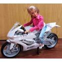 Lalka na Motorze Sportowym Ścigaczu Motor Biały  A1