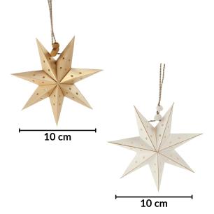 Zestaw 8 gwiazdek papierowych składanych 10cm – złote i białe