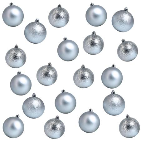 Zestaw 20 bombek choinkowych 8cm – eleganckie srebro