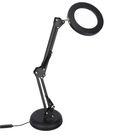 Lampka na biurko biurkowa LED z lupą szło powiększające obrotowy wysięgnik 2 sposoby mocowania