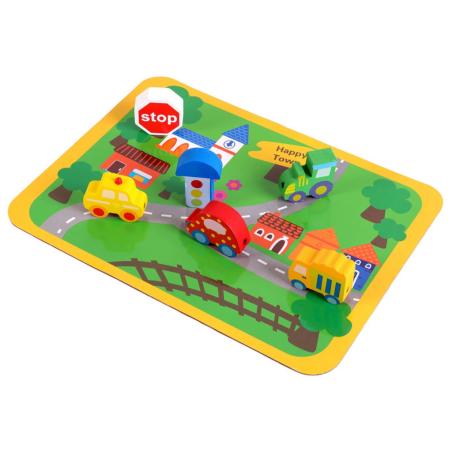 Klocki drewniane do nawlekania tablica plansza samochody pojazdy