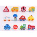 Klocki drewniane do nawlekania tablica plansza samochody pojazdy