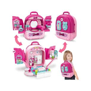 Domek Dla Lalek Toaletka W Walizce Plecak Zestaw 3w1 + Akcesoria