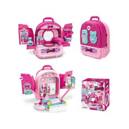 Domek Dla Lalek Toaletka W Walizce Plecak Zestaw 3w1 + Akcesoria