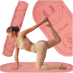 Mata do ćwiczeń jogi wygładzająca 127 x 63 x 0,6 cm różowa