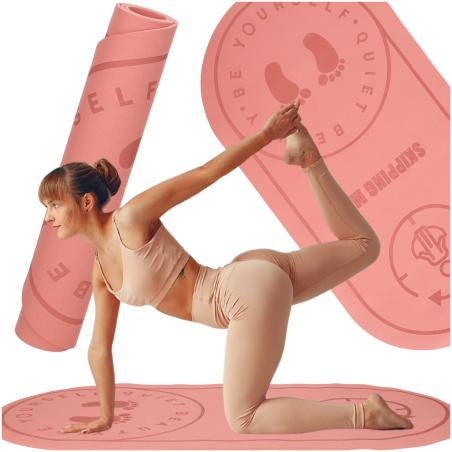 Mata do ćwiczeń jogi wygładzająca 127 x 63 x 0,6 cm różowa