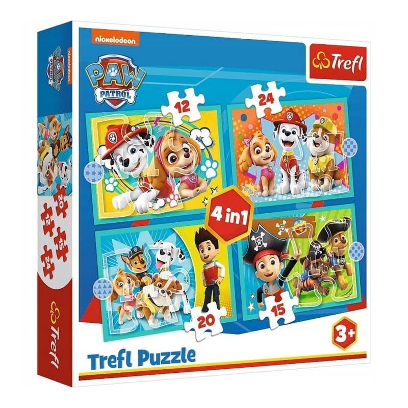 Puzzle 4w1 Wesoła ekipa psiego patrolu Puzzle 4w1 Wesoła ekipa psiego patrolu