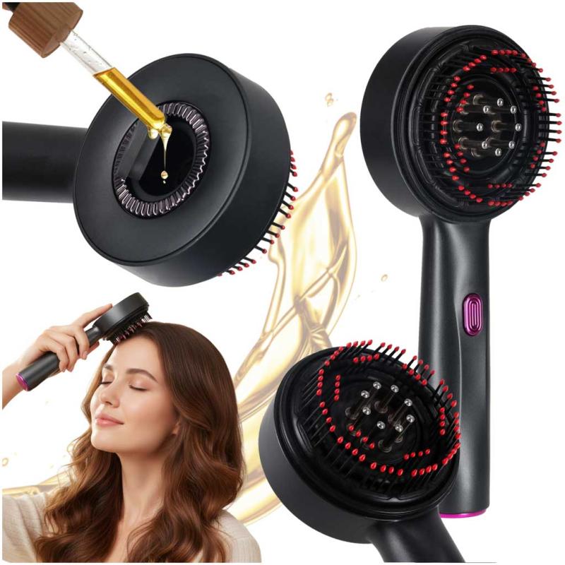 Masażer szczotka do masażu skóry głowy aplikator olejków USB czarna Masażer szczotka do masażu skóry głowy aplikator olejków USB czarna