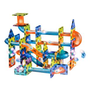 Świecące Klocki Magnetyczne, Tor Kulkowy Dla Kulek 110 Elementów Kulodrom