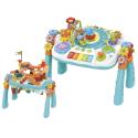 Multifunkcyjny Edukacyjny Stolik 2w1 Pianinko Ciuchcia Mikrofon Klocki Bluetooth Akumulator