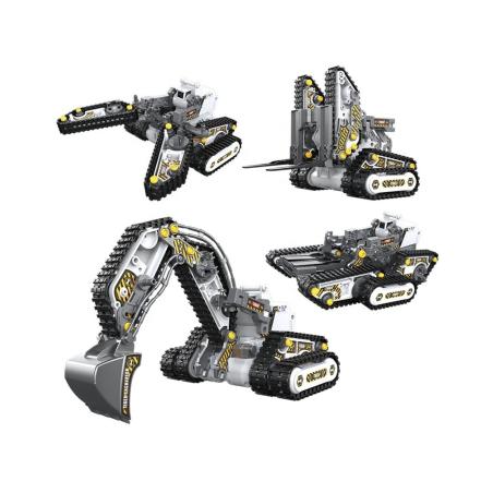 Klocki Konstrukcyjne 176 El. Zestaw do składania MASZYNY BUDOWALNE 4w1 RC Koparka Czołg Wózek Widłowy