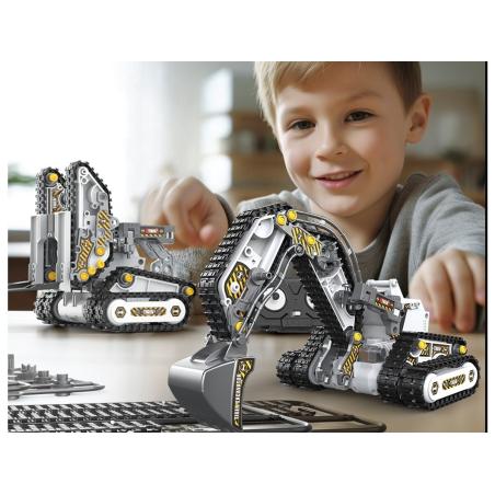 Klocki Konstrukcyjne 176 El. Zestaw do składania MASZYNY BUDOWALNE 4w1 RC Koparka Czołg Wózek Widłowy