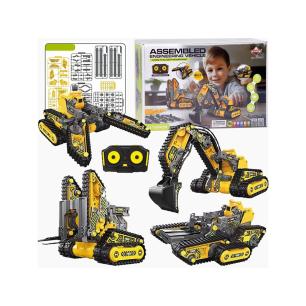 Klocki Konstrukcyjne 176 El. Zestaw do składania MASZYNY BUDOWALNE 4w1 RC Koparka Czołg Wózek Widłowy