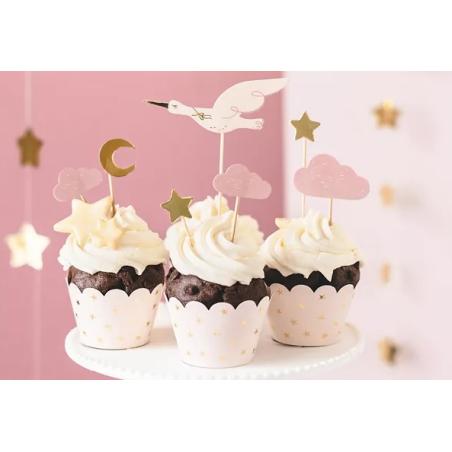 Dekoracje do muffinek babeczek - Bocian 11cm-12cm 7 sztuk