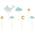 Dekoracje do muffinek babeczek - Wieloryb 11cm-13,5cm 7 sztuk