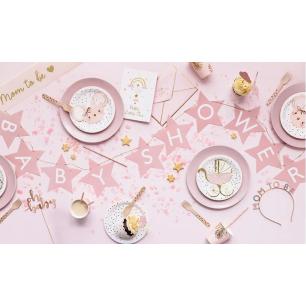 Baner napis na baby shower gwiazdki jasnoróżowe 290cm x 16,5cm