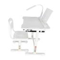 Biurko dziecięce szkolne regulowane krzesło lampka LED USB białe