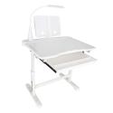Biurko dziecięce szkolne regulowane krzesło lampka LED USB białe