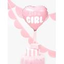 Balon foliowy "It's a girl" na baby shower serce różowe 48cm