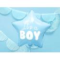 Balon foliowy "It's a boy" na baby shower gwiazda niebieska 48cm