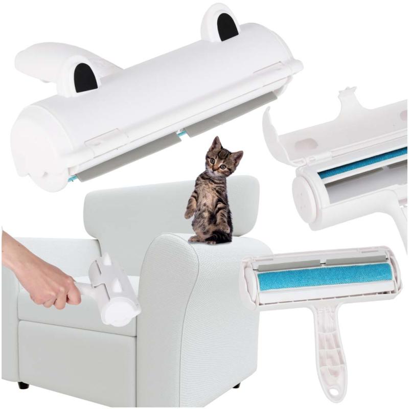 Szczotka wałek rolka do czyszczenia sierści z ubrań tapicerki biała niebieska Szczotka wałek rolka do czyszczenia sierści z ubrań tapicerki biała niebieska