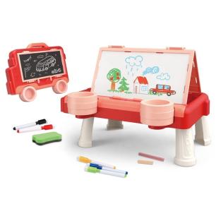 Wielofunkcyjna Dwustronna Tablica 2w1 Do Rysowania Malowania Zmazywalna Kredowa Stolik Różowa