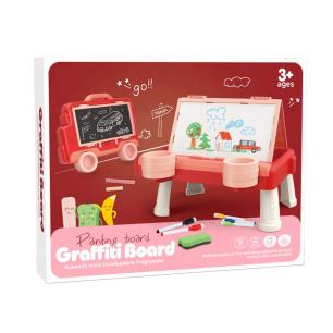 Wielofunkcyjna Dwustronna Tablica 2w1 Do Rysowania Malowania Zmazywalna Kredowa Stolik Różowa