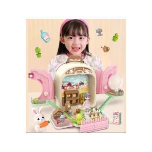 Królik w Plecaku Zabawka 3w1 Mini Farma Ogródek Plecak Domek Dla Lalek