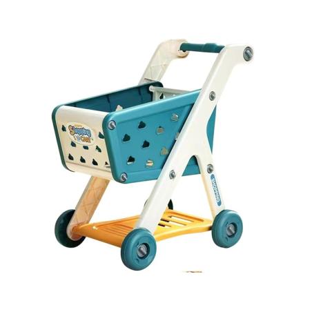 Wózek Na Zakupy NIEBIESKI Koszyk Sklepowy + Akcesoria Owoce Warzywa Supermarket