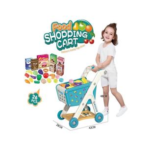 Wózek Na Zakupy NIEBIESKI Koszyk Sklepowy + Akcesoria Owoce Warzywa Supermarket