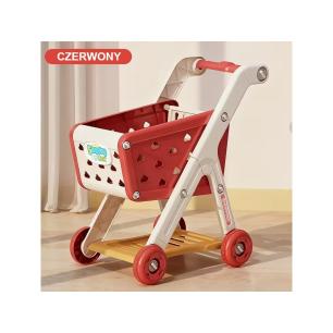 Wózek Na Zakupy CZERWONY Koszyk Sklepowy + Akcesoria Owoce Warzywa Supermarket