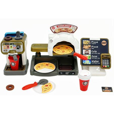 Zestaw do Pieczenia Pizzy Edukacyjna Zabawka Sklep Pizzeria Pizza Ekspres Do Kawy Kasa Fiskalna