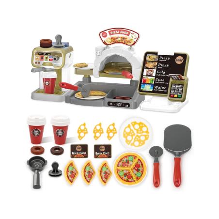 Zestaw do Pieczenia Pizzy Edukacyjna Zabawka Sklep Pizzeria Pizza Ekspres Do Kawy Kasa Fiskalna