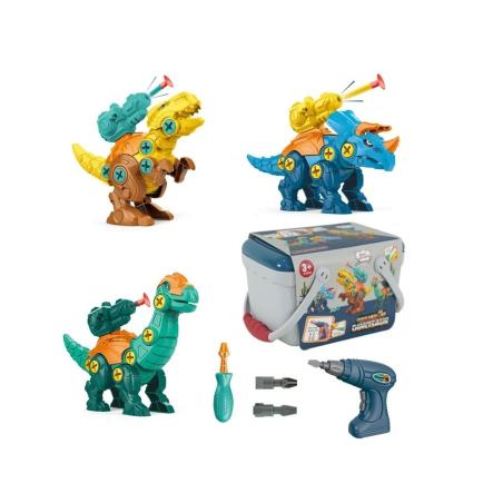 Klocki Konstrukcyjne DINOZAURY Do Skręcania I Rozkręcania Kuferek Wkrętarka Strzałki