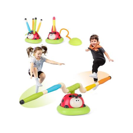 Gra Zręcznościowa 3w1 BIEDRONKA Wyrzutnia Rakiet Skakanka Rzut Do Celu Rzutki Skaczące Ramiona Interaktywna Zabawka Dla Dziec