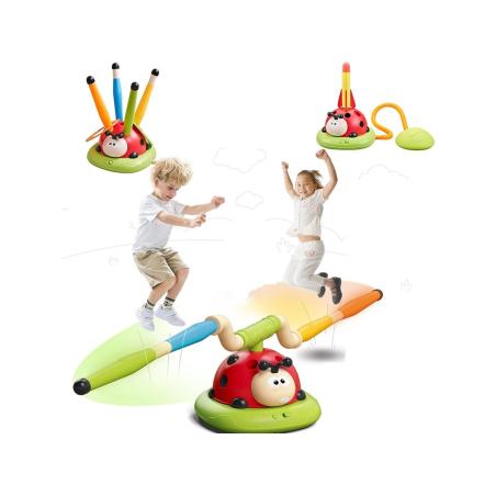 Gra Zręcznościowa 3w1 BIEDRONKA Wyrzutnia Rakiet Skakanka Rzut Do Celu Rzutki Skaczące Ramiona Interaktywna Zabawka Dla Dziec