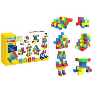 Klocki Magnetyczne 3D Konstrukcyjne KOSTKI BUDOWLANE Sześciany Zestaw Klocków 64 el.