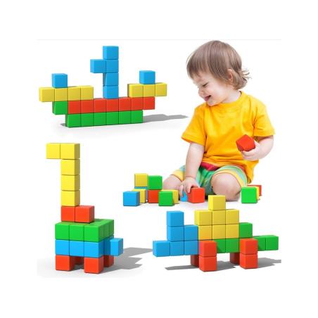 Klocki Magnetyczne 3D Konstrukcyjne KOSTKI BUDOWLANE Sześciany Zestaw Klocków 64 el.
