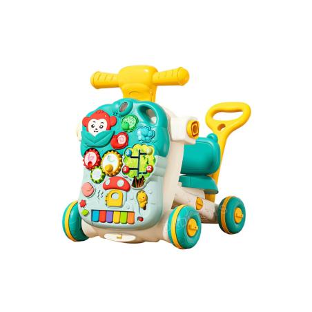 Wielofunkcyjny Interaktywny Jeździk Pchacz Chodzik Edukacyjny Stolik Grający 4w1 Niebieski