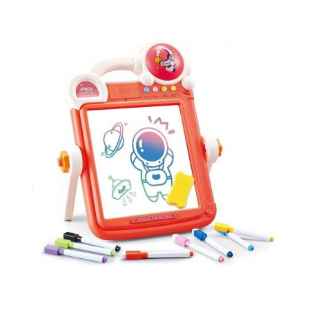 Wielofunkcyjna Dwustronna Tablica 2w1 Zmazywalna Klocki Układanka Edukacyjna CZERWONA 