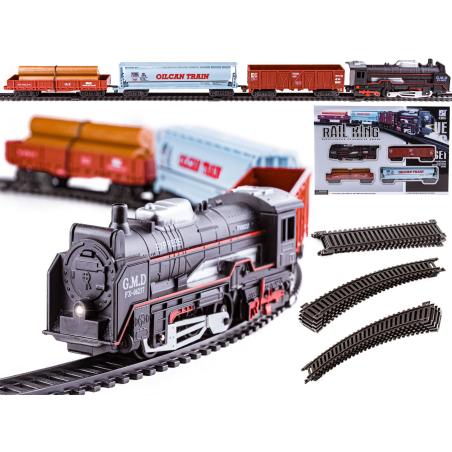 Kolejka rail king Parowóz + 3 Wagony