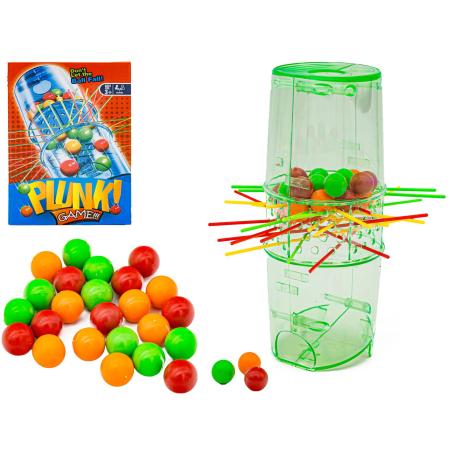 Gra Zręcznościowa Typu Bierki PLUNK Spadające Kulki, Wieża + Kolorowe Kuleczki