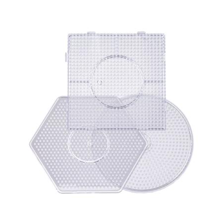 Szablon Do Prasowanek, Koraliki Do Prasowania, Podstawka ZESTAW 3 SZTUKI: SZEŚCIOKĄT KOŁO KWADRAT