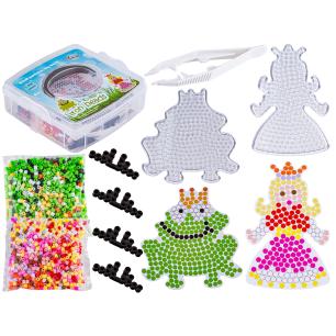 Koraliki Do Prasowania Szablony Księżniczka I Żaba, Zestaw 2000 Elementów, Prasowanka, Kuferek